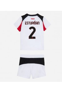 AC Milan Pervis Estupinan #2 Jalkapallovaatteet Lasten Vieraspeliasu 2025-26 Lyhythihainen (+ Lyhyet housut)